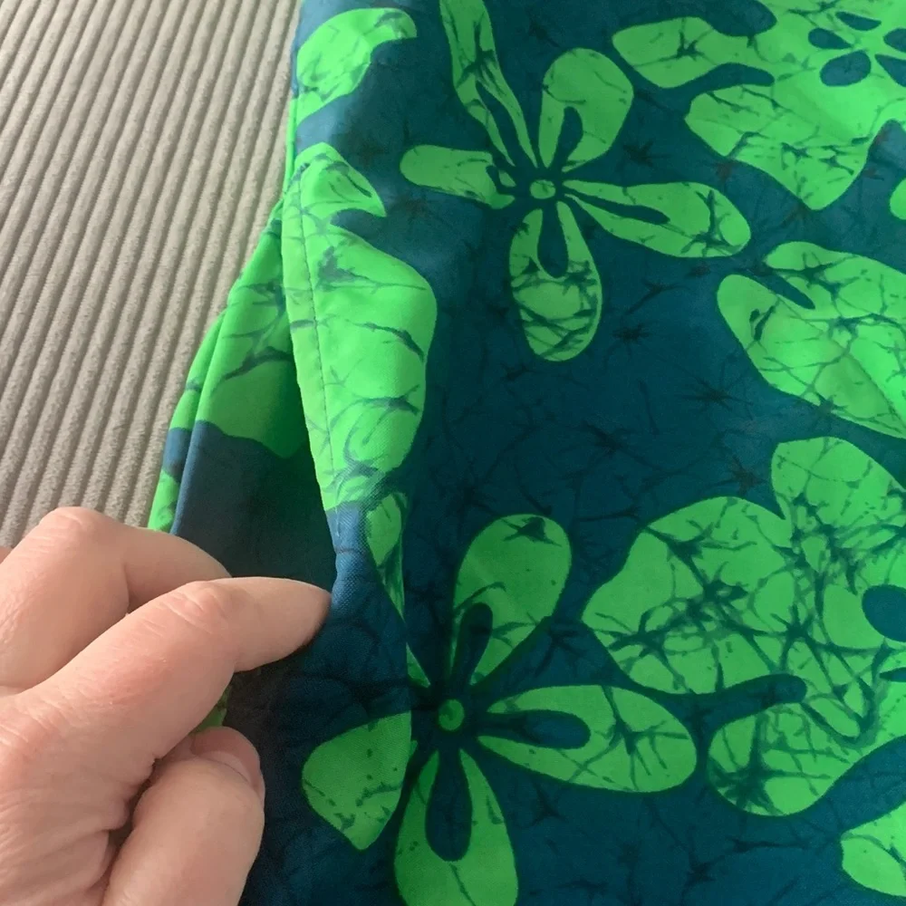 Vintage Napili nylon Hawaiian tropical rain jacket coat Green Floral zip DRI USA - Picture 6 of 10